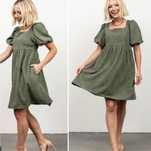 Baltic Born NWT Felipa Corduroy Mini Dress | Dusty Green